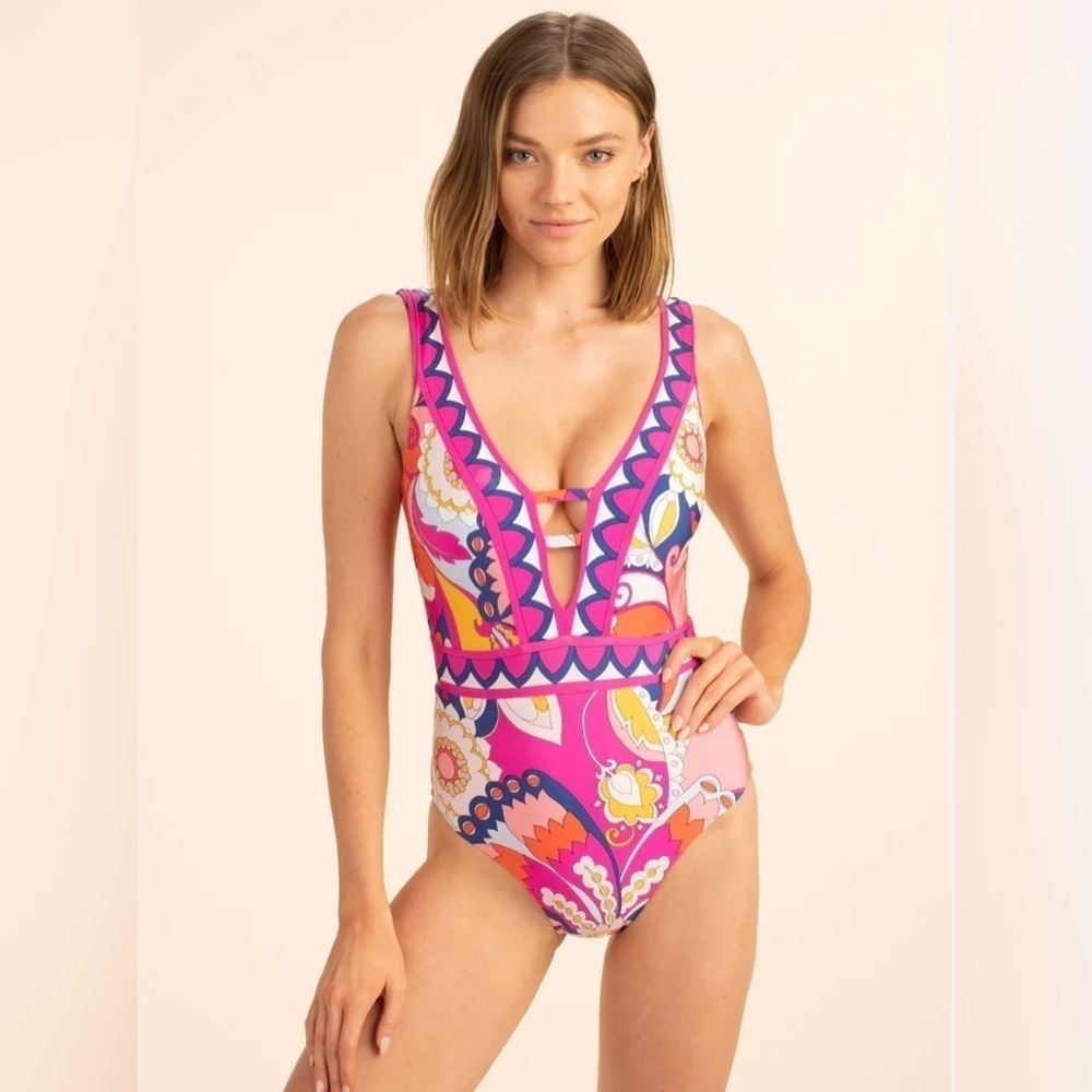 Trina Turk SEVILLA V PLUNGE ONE PIECE Size 2